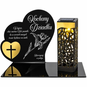 Znicz Kochany Dziadek LED SOLARNY Pamięci Duży Lampion Grób DZIEŃ DZIADKA