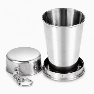 KIELISZEK SKŁADANY TURYSTYCZNY KUBEK METALOWY PODRÓŻNY METALOWY 65ml DUŻY