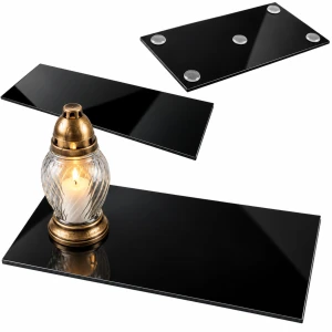 Podstawka pod Znicze na Grób Czarna Aluminiowa Duża 49,5 x 23 cm połysk