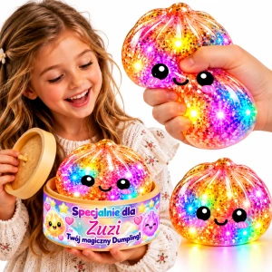 SQUISHY DUMPLING GNIOTEK PIERÓG ZABAWKA Z IMIENIEM BROKAT PIEROŻEK ŚWIECĄCY