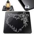 Podstawka Pod Znicz Podkładka Czarna Znicze na grób 18 x 18 cm Grawerowana