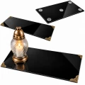 Podstawka pod Znicze na Grób Aluminiowa Czarna 49,5x23 cm Połysk Narożniki