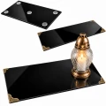 Podstawka pod Znicze na Grób Aluminiowa Czarna 49,5x23 cm Połysk Narożniki