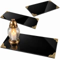 Podstawka pod Znicze na Grób Aluminiowa Czarna 49,5x23 cm Połysk Narożniki