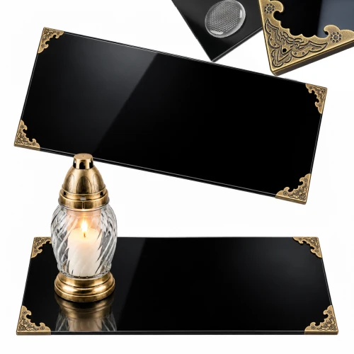 Podstawka pod Znicze na Grób Aluminiowa Czarna 49,5x23 cm Połysk Narożniki