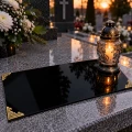 Podstawka pod Znicze na Grób Aluminiowa Czarna 49,5x23 cm Połysk Narożniki