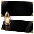 Podstawka pod Znicze na Grób Aluminiowa Czarna 49,5x23 cm Połysk Narożniki