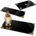 Podstawka pod Znicze na Grób Aluminiowa Czarna 49,5x23 cm Połysk Narożniki