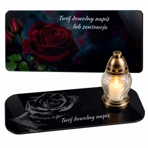 Podstawka Pod Znicze Na Grób 30x14 Czarna Personalizowana Napis UV