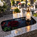 Podstawka Pod Znicze Na Grób 30x14 Czarna Personalizowana Napis UV