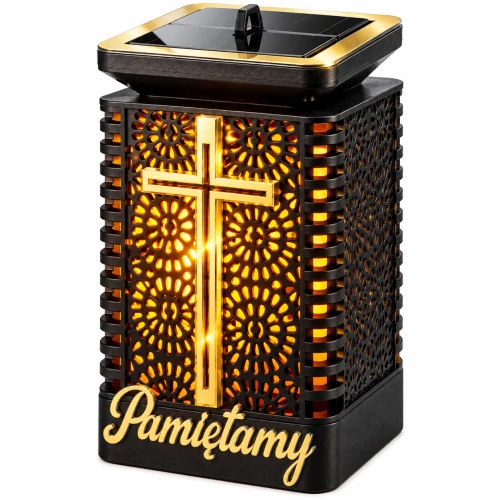 GRA-063-SMF-12LED   Znicz solarny na grób LED z krzyżem Pamiętamy lampion cmentarny (13).png
