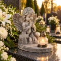 Duży Anioł na Grób Figurka Nagrobna modląca skrzydła cmentarz 28 cm