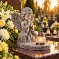 Duży Anioł na Grób Figurka Nagrobna modląca skrzydła cmentarz 28 cm