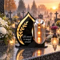 Znicz LED Latarenka na Grób Cmentarz Statuetka Czarna Złota Dekoracja