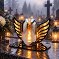 Znicz LED na Grób Skrzydła Anioła Statuetka Cmentarna Lampion