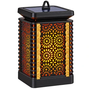 ZNICZ SOLARNY na grób LED Czarny Złoty Ażurowy lampion cmentarny solar