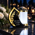 Znicz Solarny LED na Grób Lampa Nagrobna Czarna Złota Dekoracja 2 Tryby