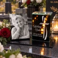 Znicz LED ze zdjęciem Babci grób grawerowany lampion lustro weneckie