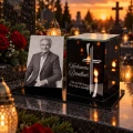 Znicz LED ze zdjęciem Dziadka  grób grawerowany lampion lustro weneckie