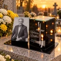 Znicz LED ze zdjęciem Dziadka  grób grawerowany lampion lustro weneckie