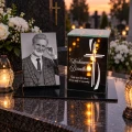 Znicz LED ze zdjęciem Dziadka  grób grawerowany lampion lustro weneckie