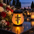 UV-178-W1   Znicz solarny LED na grób lampion z różą i krzyżem ciepłe światło PAMIĘTMY (4).png
