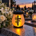 UV-178-W1   Znicz solarny LED na grób lampion z różą i krzyżem ciepłe światło PAMIĘTMY (3).png