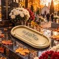 Podstawka pod Znicze Złota 32 cm Tacka na Pomnik Grawerowana Wzór do Wyboru
