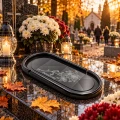 Podstawka pod Znicze CZARNA 40 cm Tacka na Pomnik Grawerowana Wzór do Wyboru