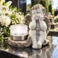 Znicz Aniołek na grób z lampką solarną LED figurka nagrobna duży