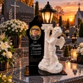 ZNICZ lampion anioł na grób ze ZDJĘCIEM figurka lampion SOLARNY cmentarz