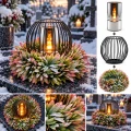 Stroik na Grób z Lampką LED Znicz Dekoracja Nagrobna Wianek 30 cm Zestaw