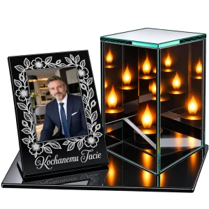 Znicz na grób LED ze Zdjęciem Personalizowany Latarenka dla Taty Mamy Babci Dziadka
