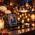 Znicz na grób LED ze Zdjęciem Personalizowany Latarenka dla Taty Mamy Babci Dziadka