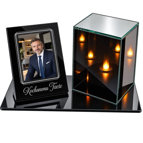 Znicz na grób LED ze Zdjęciem Personalizowany Latarenka dla Taty Mamy Babci Dziadka