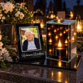 Znicz na grób LED ze Zdjęciem Personalizowany Latarenka dla Taty Mamy Babci Dziadka