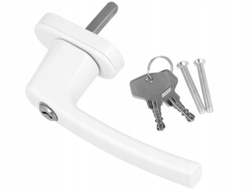 KLAMKA OKNA OKIENNA Z KLUCZYKIEM Z ZAMKIEM BIAŁA-3924