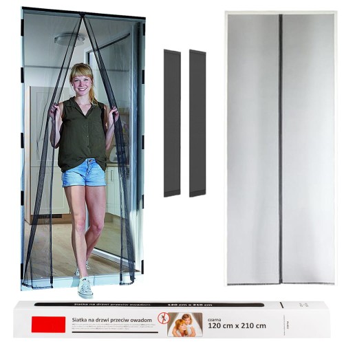 CZARNA MOSKITIERA NA DRZWI 120CM X 210CM 2 PASY-15299