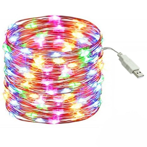50 MIKRO LED DRUCIK LAMPKI NA USB MULTIKOLOR-19686