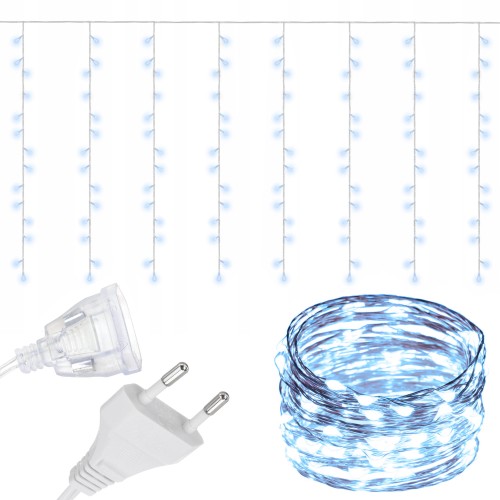 200LED LAMPKI KURTYNA ŚWIETLNA 0,6x3M ZIMNY BIAŁY-19838
