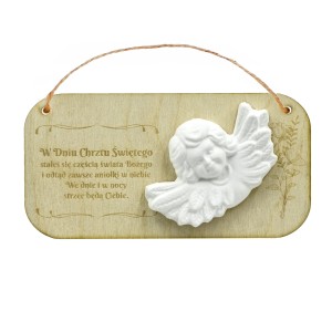 TABLICZKA GRAWER ANIOŁEK GIPS CHRZEST KOMUNIA