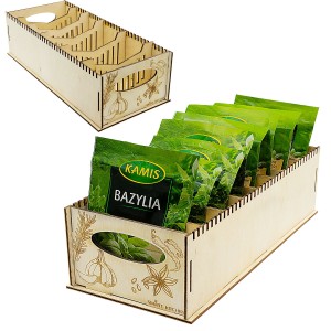 ORGANIZER PRZYPRAWNIK DREWNIANY POJEMNIK PRZYPRAWY