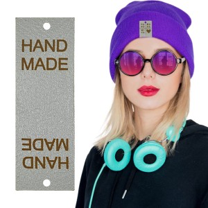 10X HANDMADE SKÓRZANE NASZYWKI METKI RĘKODZIEŁO