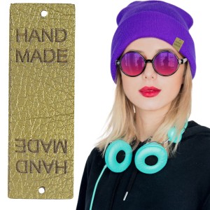 10X HANDMADE SKÓRZANE NASZYWKI METKI RĘKODZIEŁO