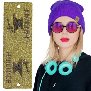 10X HANDMADE SKÓRZANE NASZYWKI METKI RĘKODZIEŁO