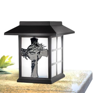 ZNICZ SOLARNY z Krzyżem LAMPION LAMPA NA GRÓB Dekoracja Ozdoba Nagrobny Elegancki
