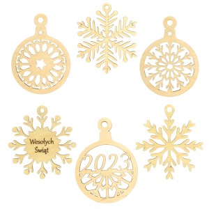 ŚWIĄTECZNE BOMBKI DREWNIANE NA CHOINKE 12SZT