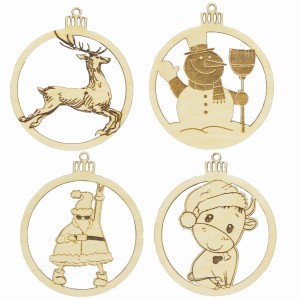 DREWNIANE BOMBKI ZAWIESZKI NA CHOINKĘ OZDOBY 8SZT