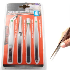 ZESTAW PRECYZYJNYCH PĘSET PINCET METALOWYCH 4SZT