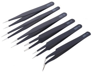 ZESTAW METALOWYCH PĘSET ESD 6SZT PINCETA PĘSETY